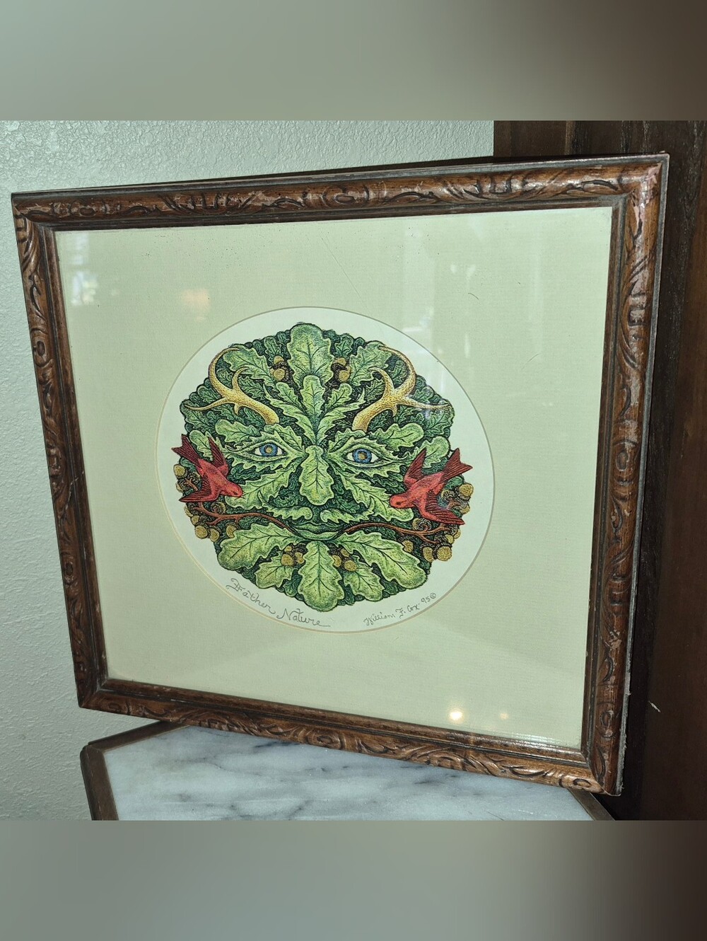Framed, matted print titled "Father Nature" , Unique Artwork, Local 13.5x13.5